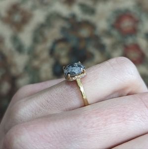 14K Yellow Gold Salt and Pepper Engagement Ring